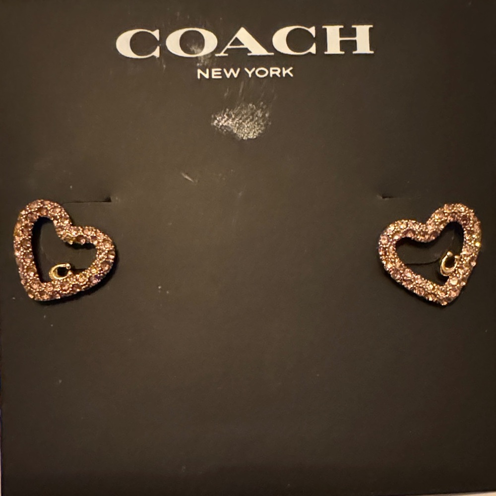 Coach Glittering Gold Heart Earrings